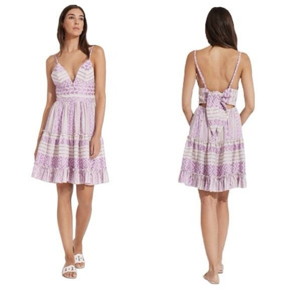 NWOT Kasia Stefania ''V'' Neck Dress, Ecru Lilac Size Small